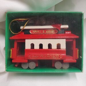 Vintage San Francisco Cable Car Ornament Powell & Market Wood Trolley